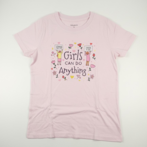 Girls can do anything - pale pink t-shirt